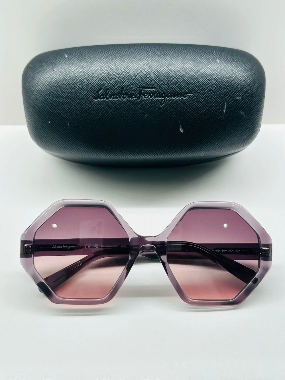 Salvatore Ferragamo Gradient Grey Geometric Sunglasses